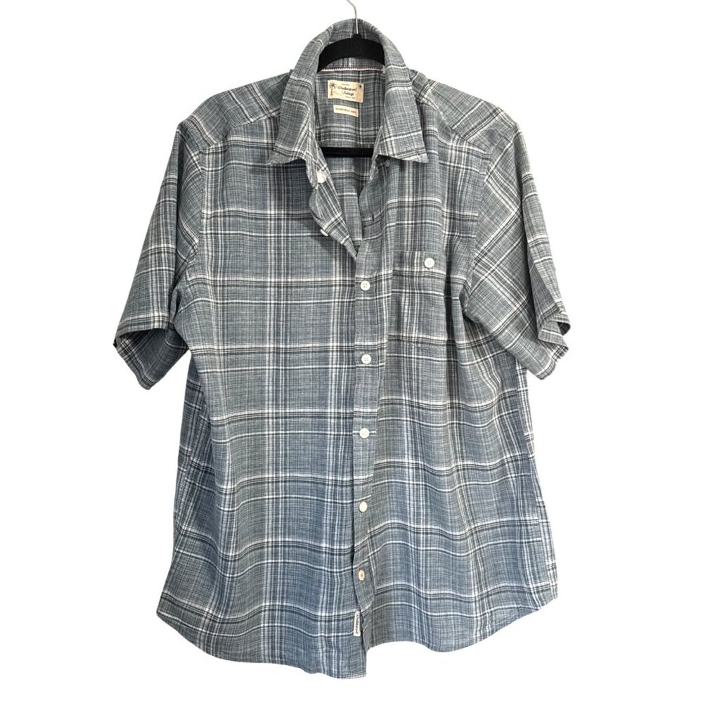 Original Weatherproof Vintage Mens Short-Sleeve Plaid Button-Up Shirt XL Blue Gr